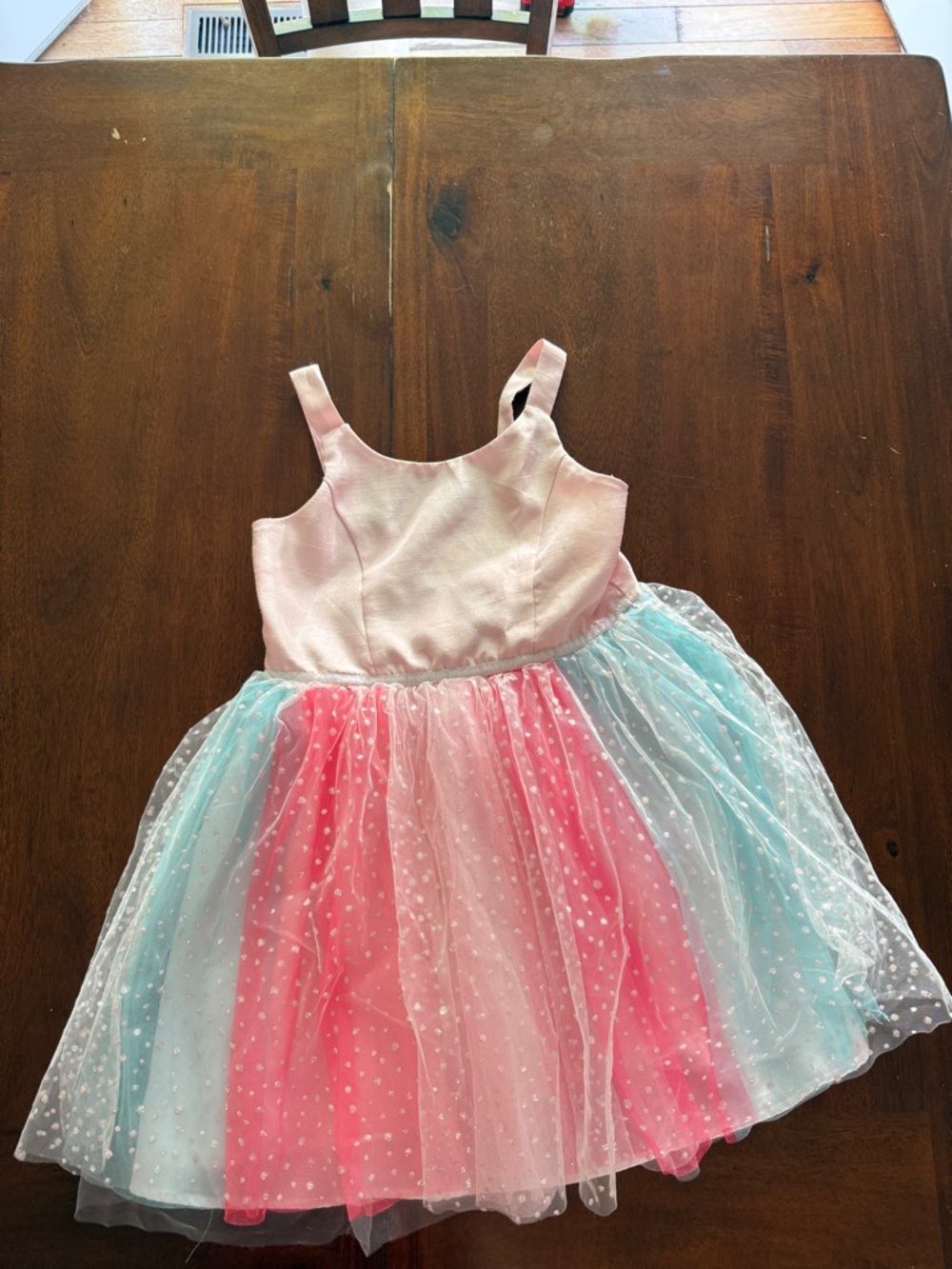 Cat & Jack Pink and Light Blue Polka Dot Tulle Dress